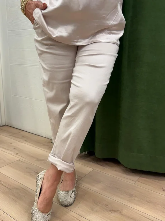 Bej Kemerli Likralı Pantolon LVD