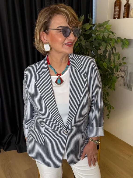 Lacivert Çizgili Ceket 6584