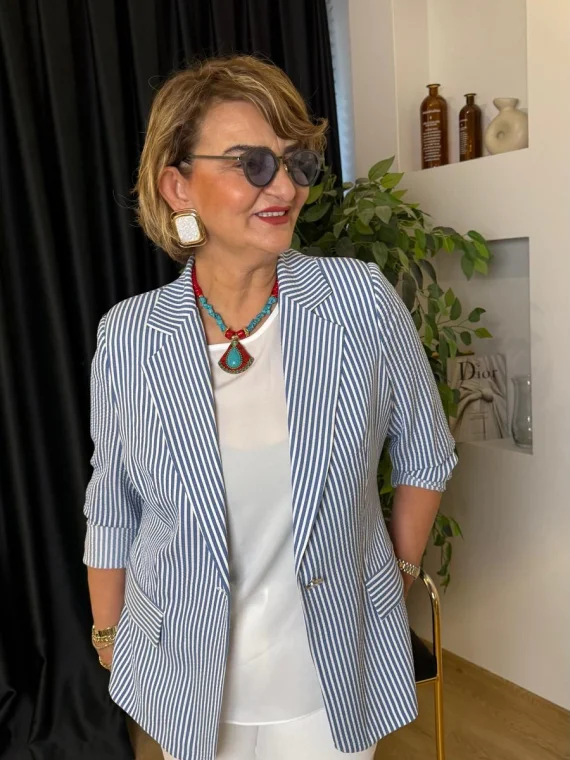 Mavi Çizgili Ceket 6584