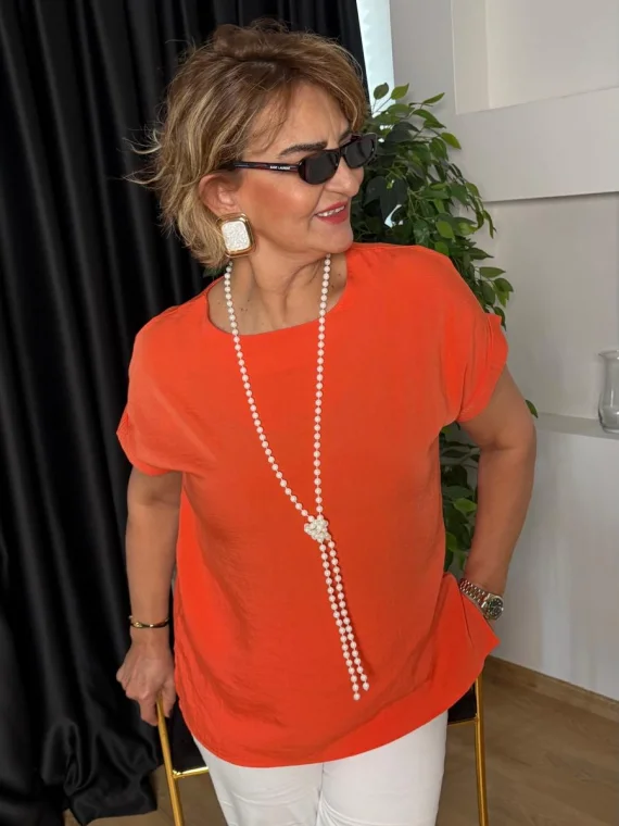 Mercan Düşük Kol Basıc Bluz 20128