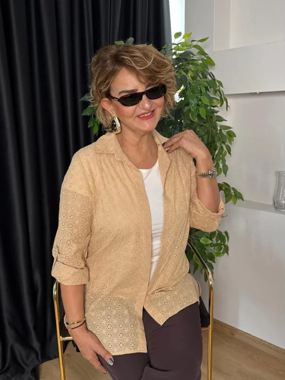 Bej Kendinden Nakışlı İkili Takım 50143