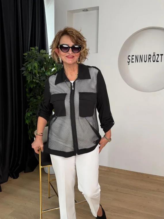 Siyah-Ekru Ön Fileli İkili Takım 50159