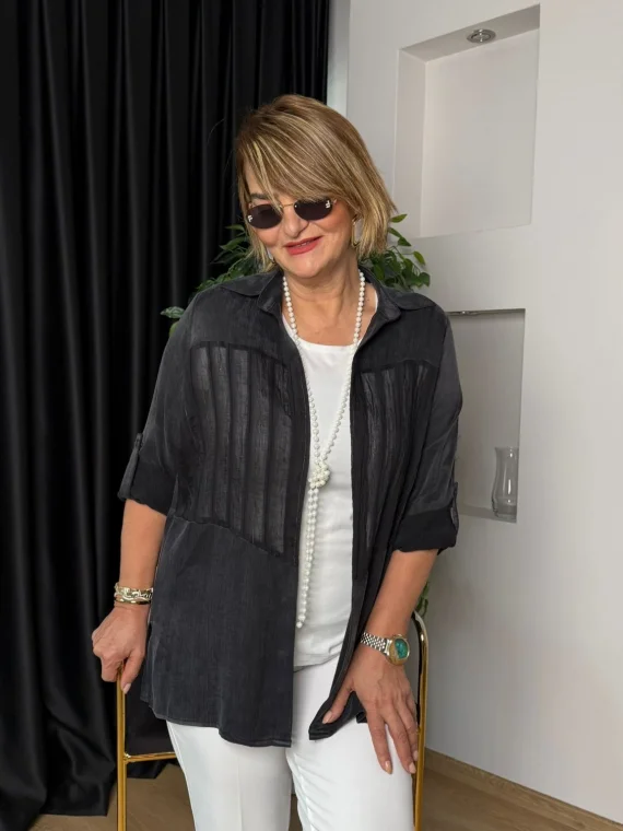 Siyah Ön Parça Çizgili İkili Takım 50186