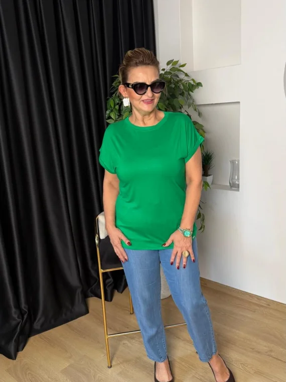 Yeşil Basic Yuvarlak Yaka Tişört 25Y2004