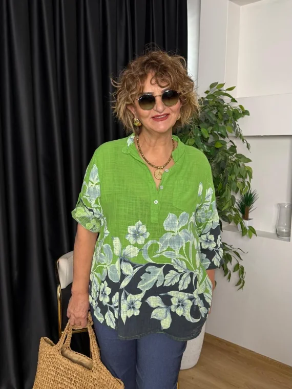 Yeşil Desenli Bluz 15455-26