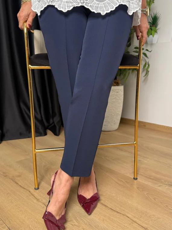 Lacivert Beli Lastikli Kumaş Pantolon 7111