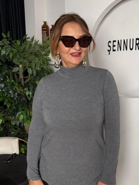 Antrasit Basıc Yarım Yaka Balıkçı Kazak 202231