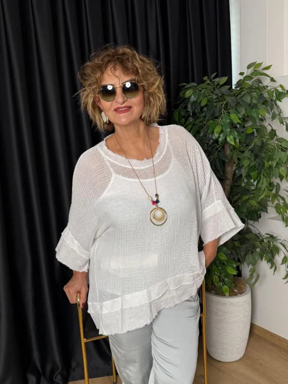 Beyaz File Bluz 26154