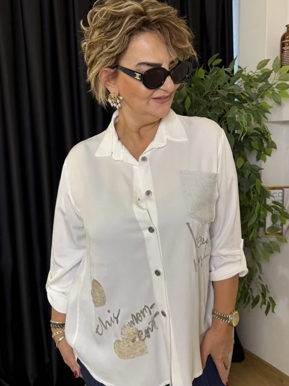 Beyaz Kalpli Cepli Gömlek AFL