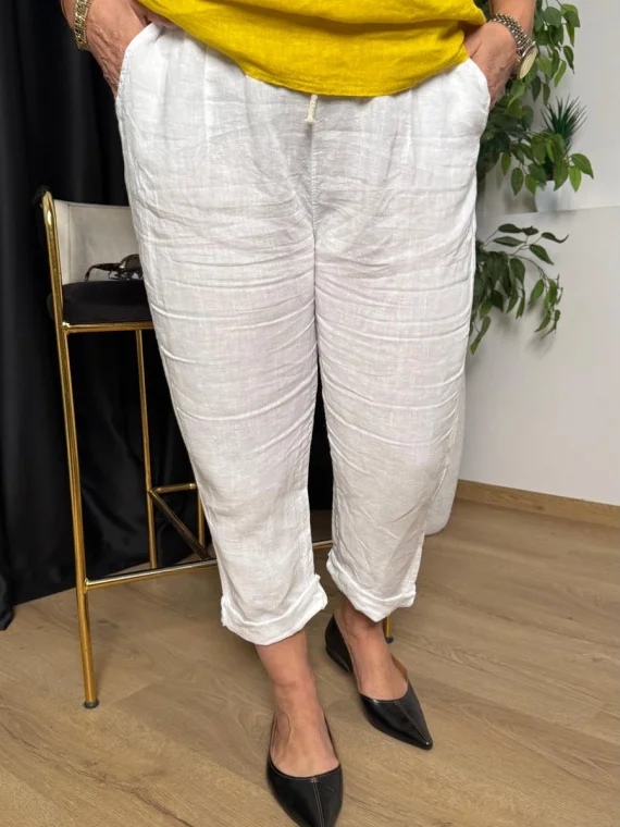 Beyaz Keten Pantolon 11451-26