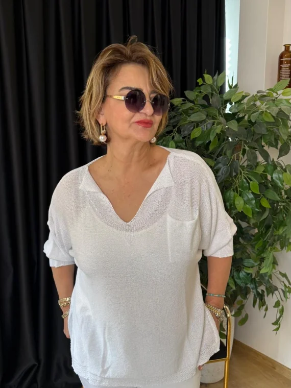 Beyaz Merserize Bluz 9100