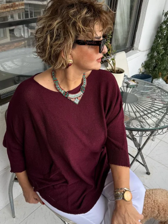 Bordo Merserize Bluz 3035