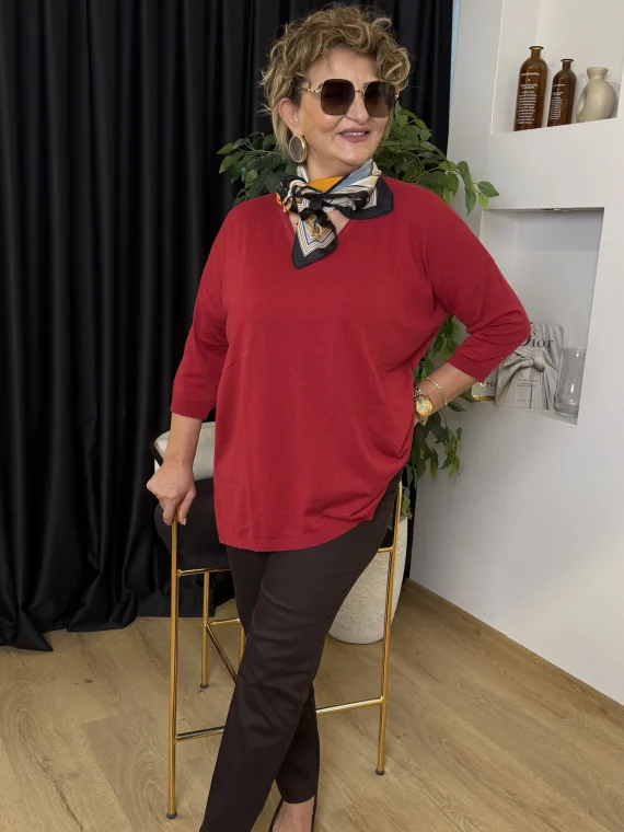 Bordo V Yaka Merserize Triko 1315