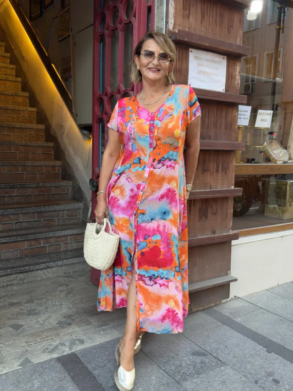 Desenli Elbise BY127