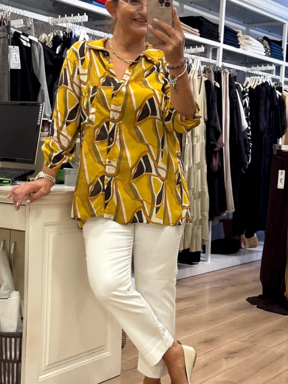 Desenli Pamuklu Gömlek 25-2552