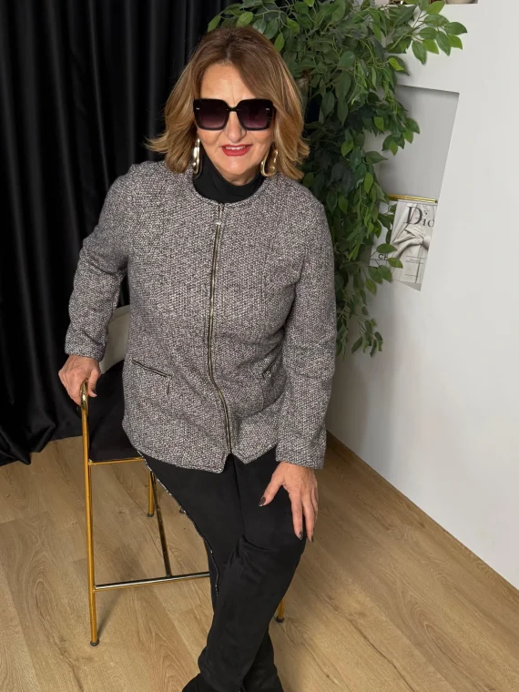 Gri Fermuarlı Kaşe Ceket 40222