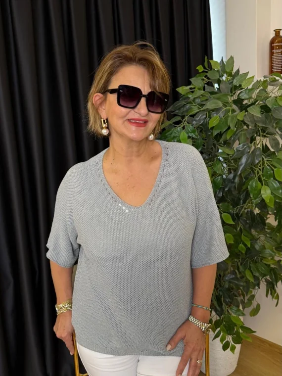 Gri Merserize Bluz 3232