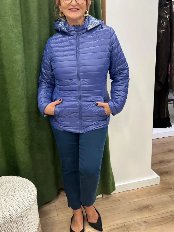 İçi Şal Desen Kapüşonlu Kapitone Mont HV811