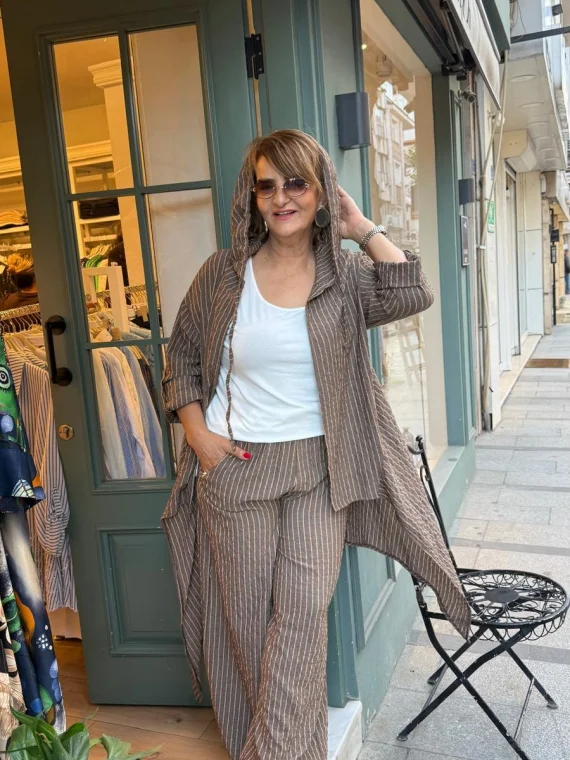 Kahve Çizgili Takım AN10489