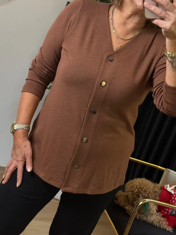 Kahve Düğmeli Hırka 30131