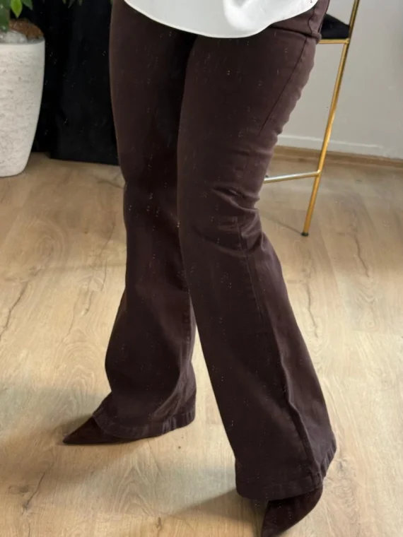 Kahve İspanyol Paça Kot Pantolon 4015C