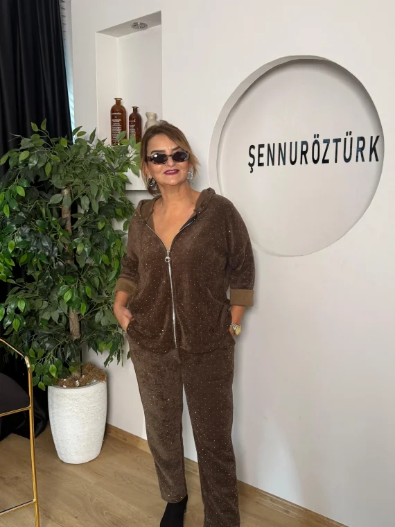 Kahve Taş Desenli Takım NCL