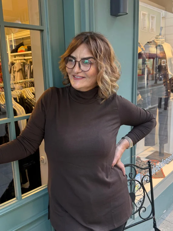 Kahverengi Basıc Yarım Yaka Balıkçı Kazak 202231