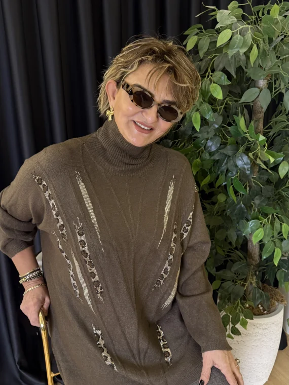 Kahverengi Boğazlı Taşlı Kazak AFL