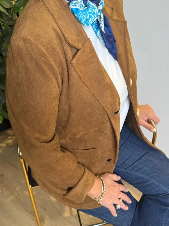 Kahverengi Düğmeli Süet Ceket 40239