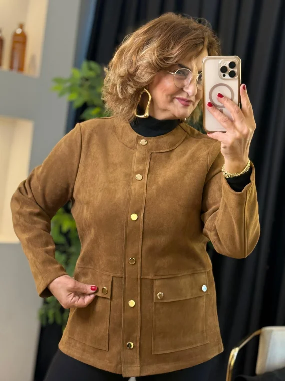 Kahverengi Düğmeli Süet Ceket 40254