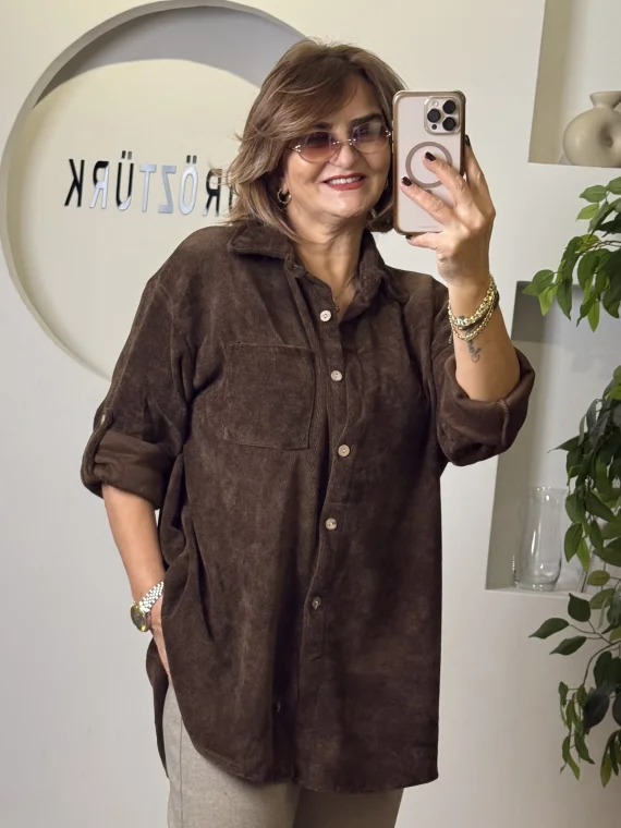 Kahverengi Kadife Gömlek 25119