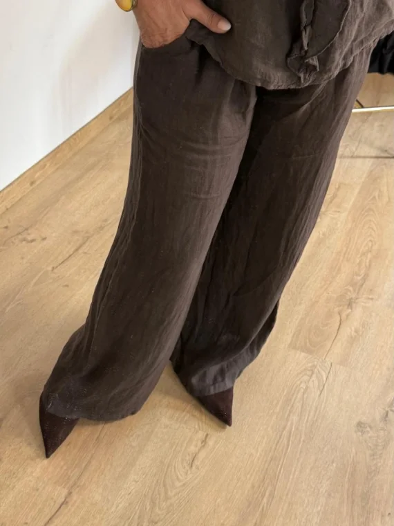 Kahverengi Keten Pantolon 207-1