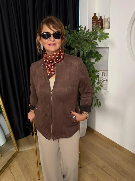 Kahverengi Süet Önü Robalı Kuplu Ceket 40229