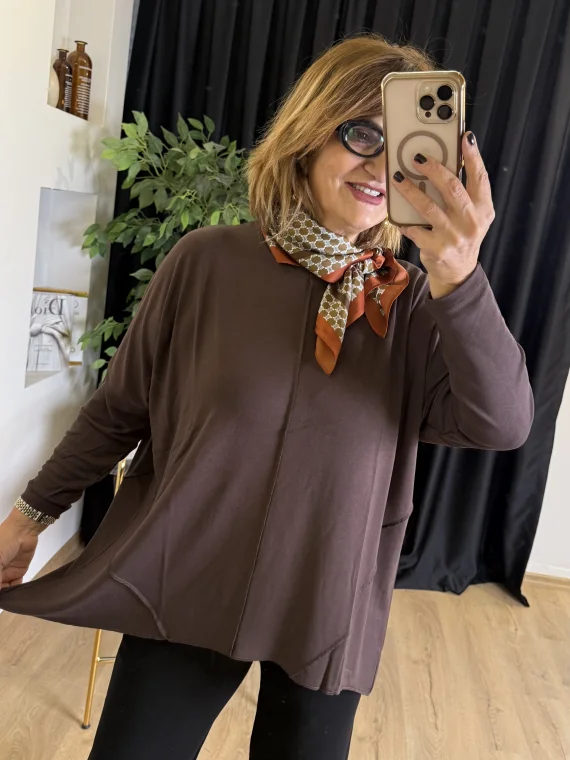 Kahverengi Triko Tunik 24412