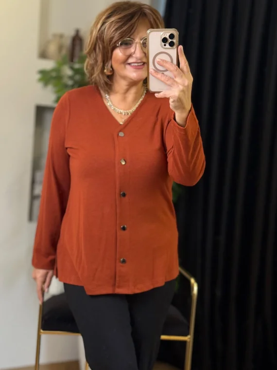 Kiremit Düğmeli Hırka 30131