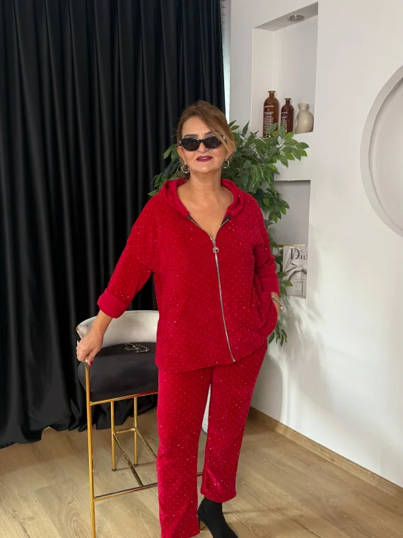 Kırmızı Taş Desenli Takım NCL