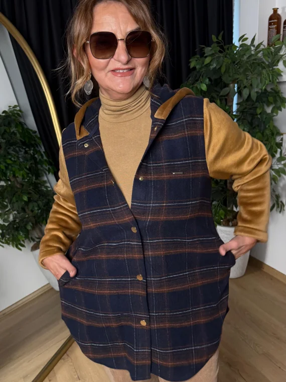 Lacivert-Camel Ekose Desen Mont 90006