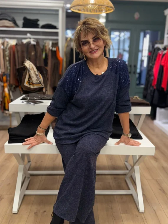 Lacivert Pullu Örme Takım Y2735