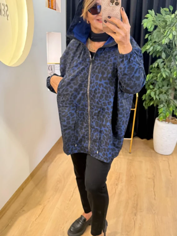 Leopar Desen Fermuarlı Yağmurluk AN10560