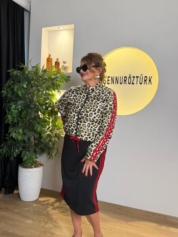 Leopar Desenli Ceket Takım 6817