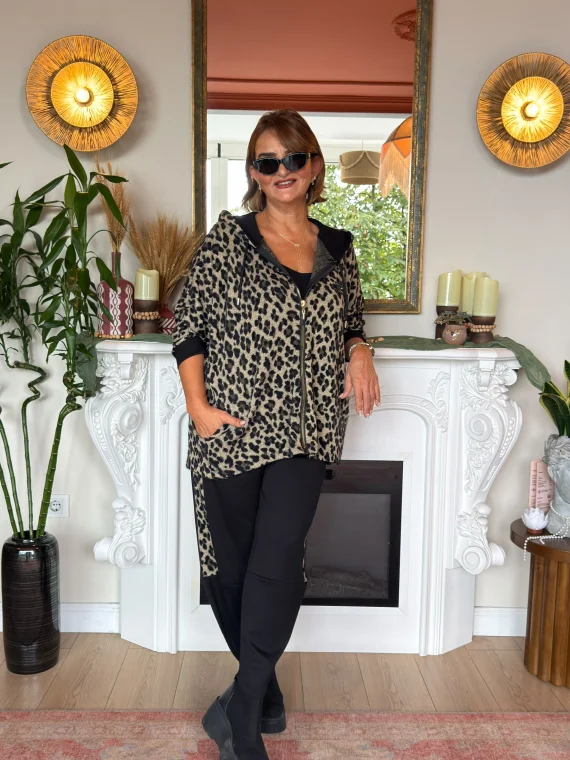 Leopar Desenli Sweat Takım 8028