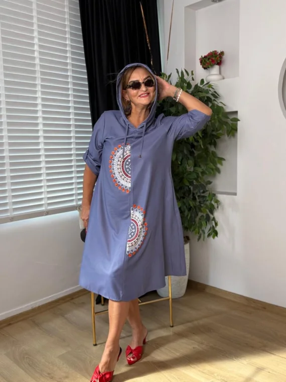 Lila Taşlı Elbise 40168-1