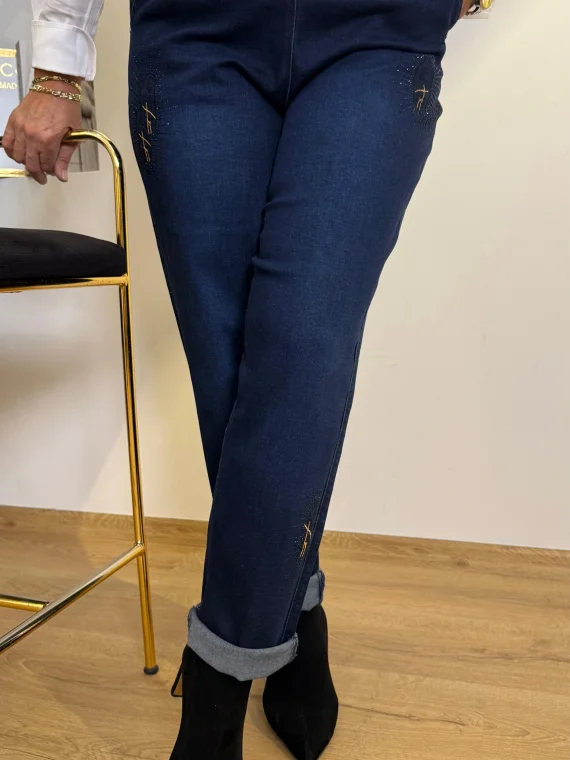 Mavi Taş Desenli Kot Pantolon 8254