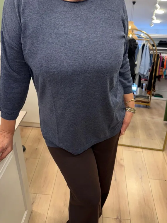 Mavi Yuvarlak Yaka Merserize Triko 1303