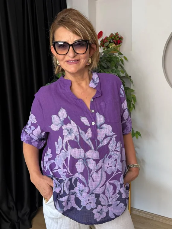 Mor Desenli Bluz 15455-26