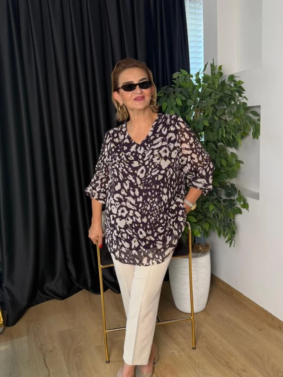 Mor Kolu Lastikli Bluz 3661