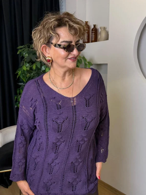 Mor Merserize Triko Bluz 1150