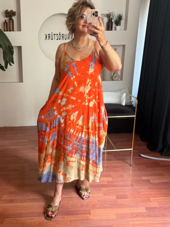 Oranj Desenli Batik Elbise 230188