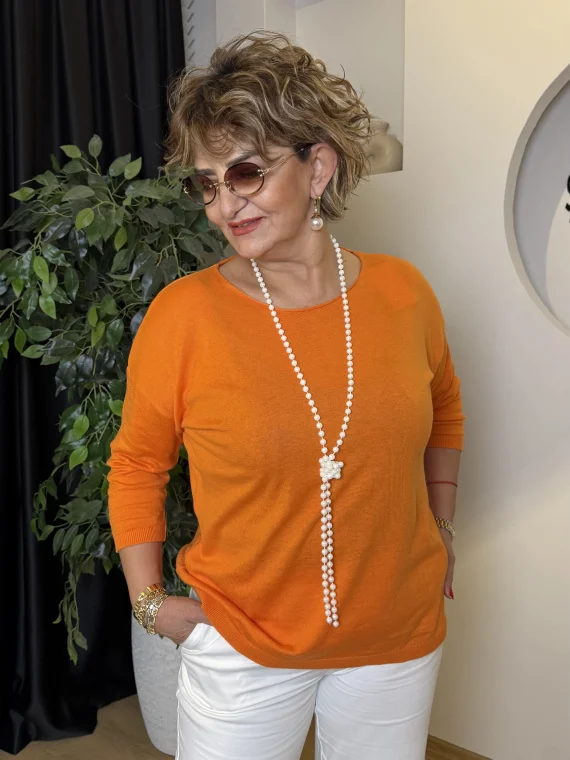 Oranj Yuvarlak Yaka Merserize Triko 1303