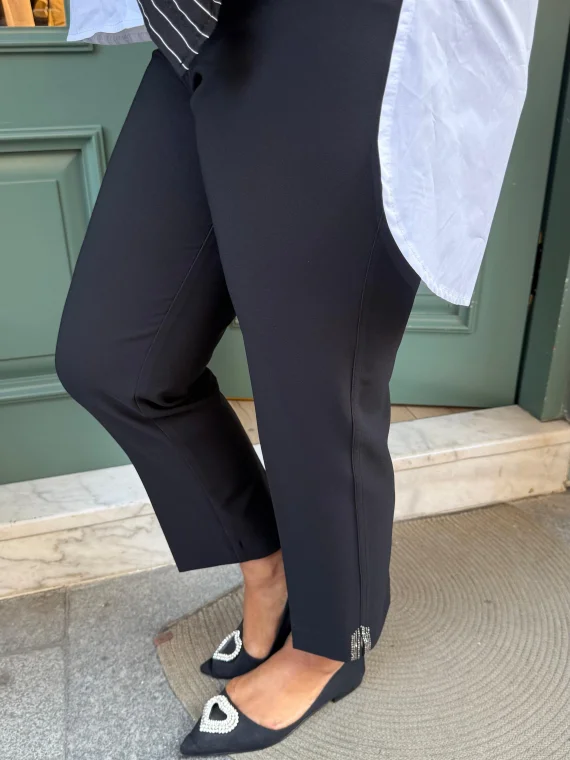 Paçası Taşlı Bilek Boy Kumaş Pantolon 6241